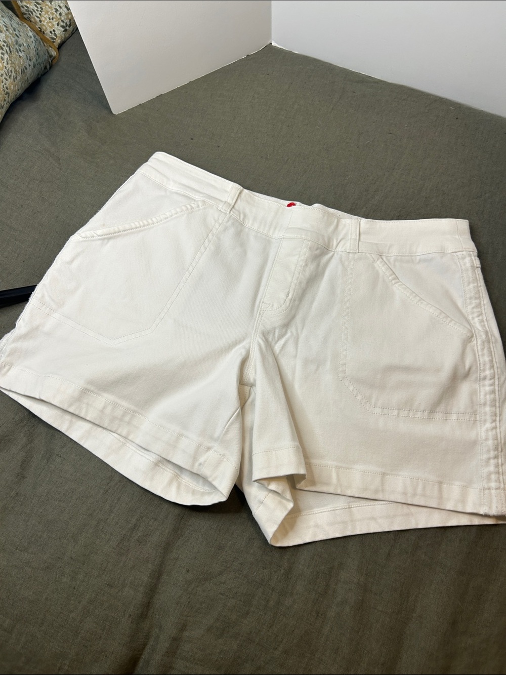 SPANX Women's White Denim-Style Jean Shorts